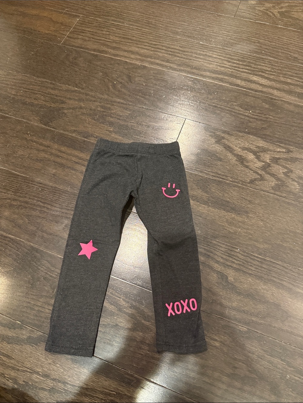 Kids Dark Gray Leggings with Pink Star & XOXO Details